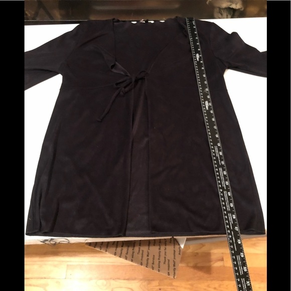 XOXO medium black 3/4 sweater / jacket  tie front slight bell sleeve - Picture 1 of 4